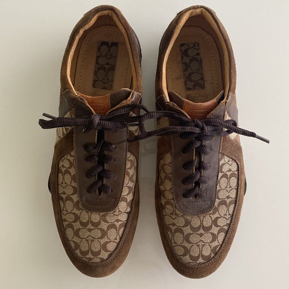 Coach Men’s Leather Suede Logo Sneakers - Picture 1 of 12